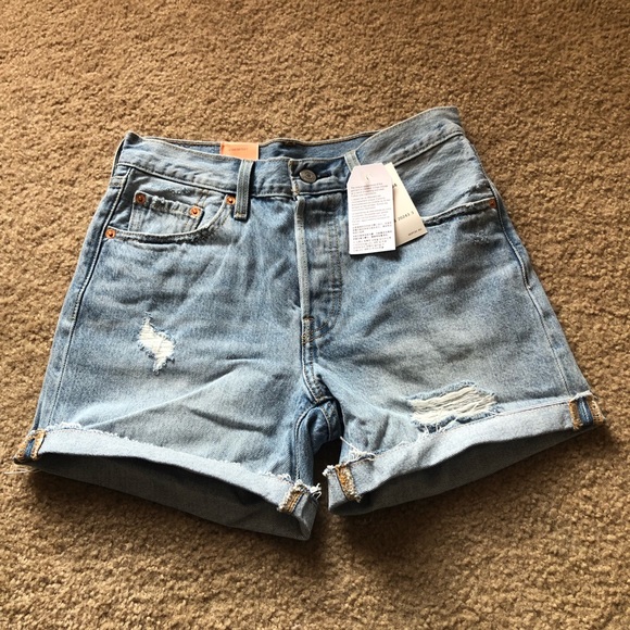 New Levi’s 501 button fly distressed long shorts - Picture 3 of 7